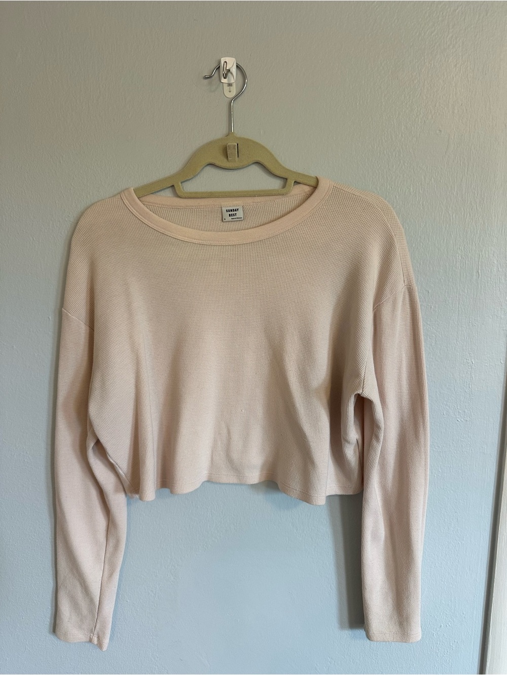 Sunday Best / Aritzia cream Pale Pink Waffle Knit Long Sleeve Top